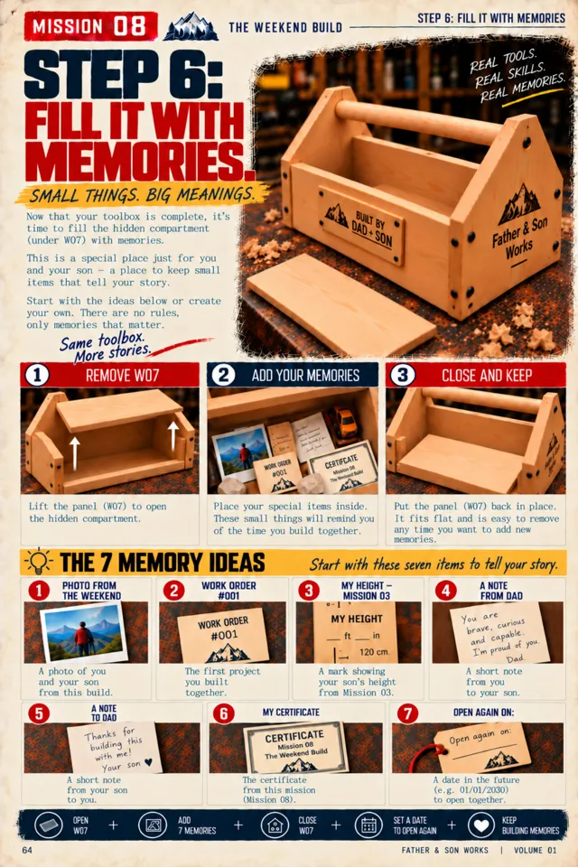 Mission 08: Fill It With Memories, showing the toolbox memory compartment